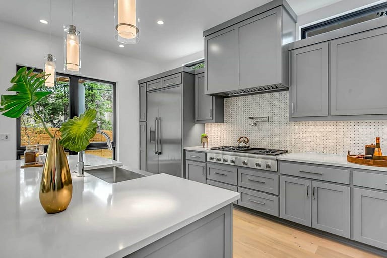 gray kitchen cabinets